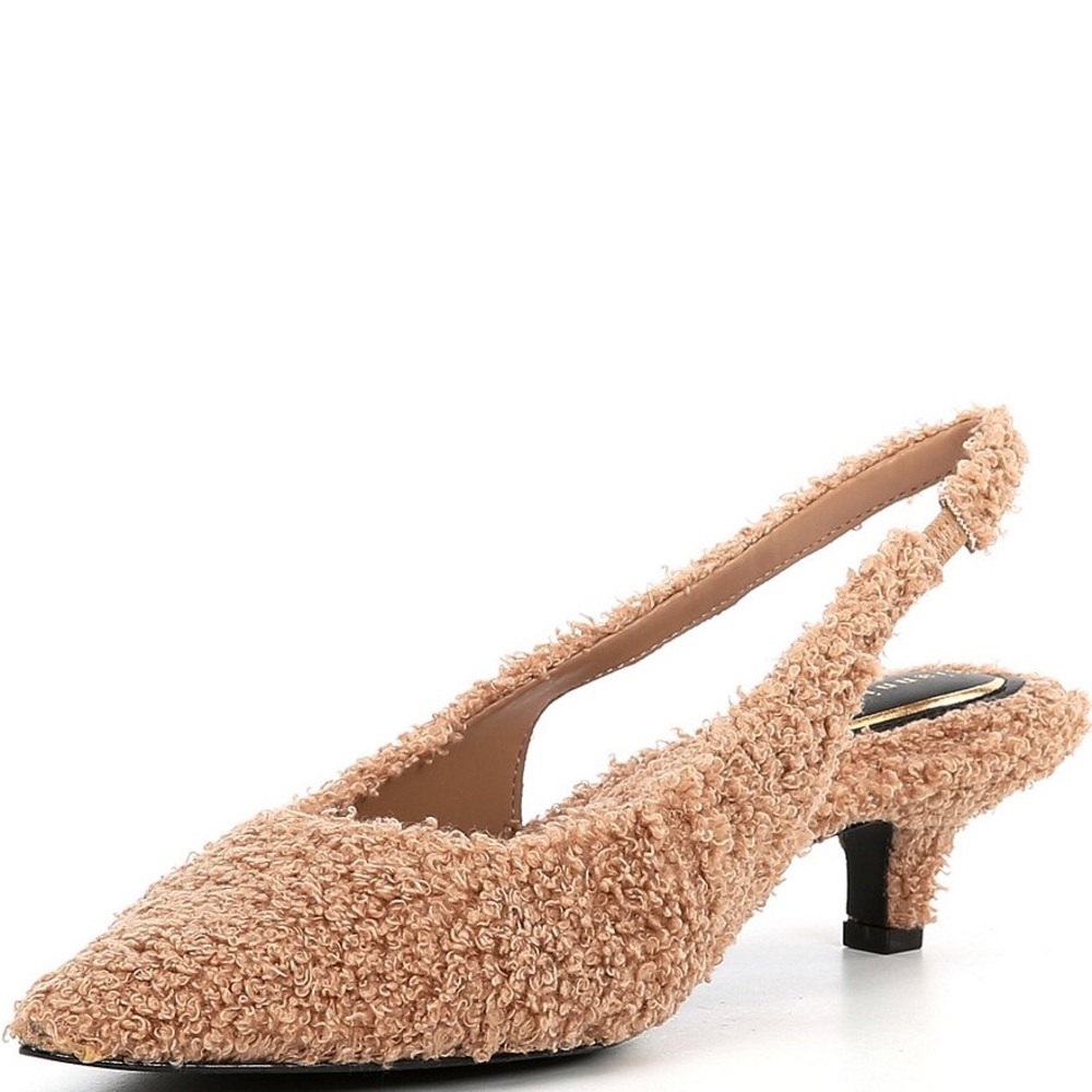 Gianni Bini Beige Textured Slingback Kitten Heel